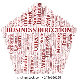 Business Direction word cloud. Collage made with text only.