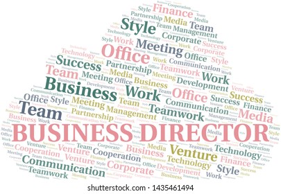 Business Director word cloud. Collage made with text only.