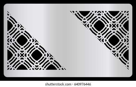 business or discount card with geometric cut out. vector illustration. silver color. With triangular cutout with geometric pattern