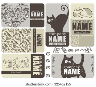business and discount cards with doodle cats