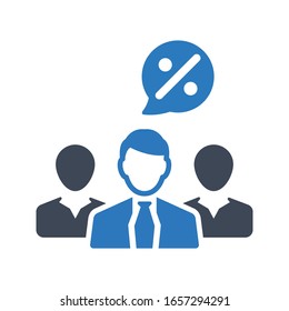 Icono de vector plano de descuento empresarial