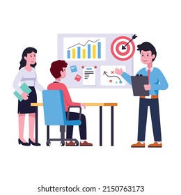 Business discussion, flat illustration of operation management 

