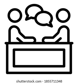 Business discussion icon. Outline business discussion vector icon for web design isolated on white background