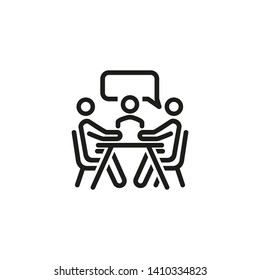 Business discussion line icon. Conversation, meeting, briefing. Business presentation concept. Vector illustration can be used for topics like business, partnership, communication