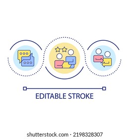 Business Discussion Loop Concept Icon. Merger Negotiation. Business Extension. Compromise Abstract Idea Thin Line Illustration. Isolated Outline Drawing. Editable Stroke. Arial Font Used