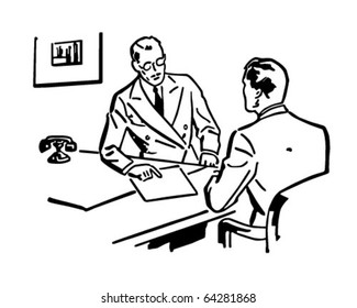 Business Discussion - Retro Clipart Illustration