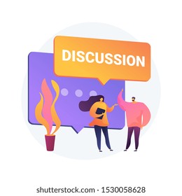 Business discussion. Verbal communication, colleagues conversation, corporate conference. Partnership establishment negotiation. Office meeting. Vector isolated concept metaphor illustration