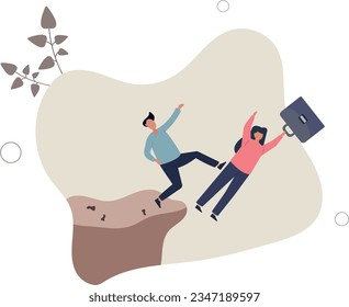 Business dishonesty, betrayal or jealousy colleague, career competitor or cheating concept.flat vector illustration.