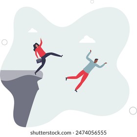 Business dishonesty, betrayal or jealousy colleague, career competitor or cheating concept.flat illustration.