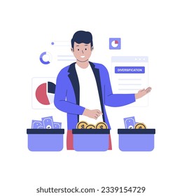 Business diversification illustration. Flat vector illustration isolated on white background