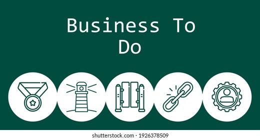 business to do background concept with business to do icons. Icons related settings, lighthouse, medal, link, turnstiles