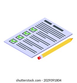 Negocio para hacer lista de icono vector isométrico. Lista de comprobación de trabajo. Tarea de tiempo