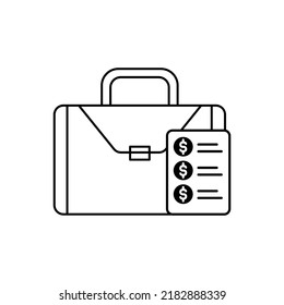 business document, a briefcase with a paper icon vector