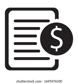 Business, document, dollar, currency, Bill, file, finance icon vector graphics