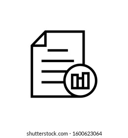 Business document file graph page stats icon in outline style on white background, Vector icon