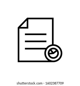 Business document file graph page pie chart report icon in outline style on white background, Vector icon