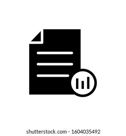 Business document file graph page stats icon in black flat on white background, Vector icon