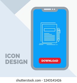 Business, document, file, paper, presentation Line Icon in Mobile for Download Page