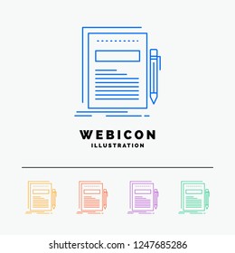 Business, document, file, paper, presentation 5 Color Line Web Icon Template isolated on white. Vector illustration
