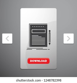 Business, document, file, paper, presentation Glyph Icon in Carousal Pagination Slider Design & Red Download Button