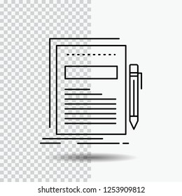 Business, document, file, paper, presentation Line Icon on Transparent Background. Black Icon Vector Illustration