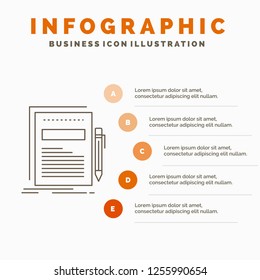 Business, document, file, paper, presentation Infographics Template for Website and Presentation. Line Gray icon with Orange infographic style vector illustration