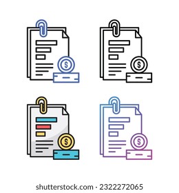 Business document icon design in four variation color