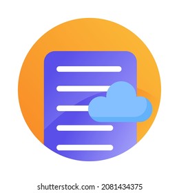 Business document on cloud icon. Information object icon