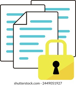 Business document and padlock icon