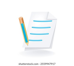 Business document with pencil flat illustration