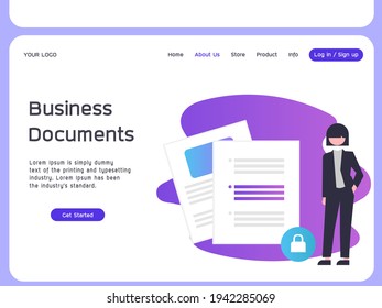 Business Document, Business website template design - vector illustration