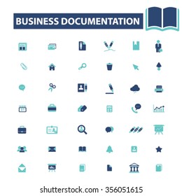 documentación de negocios, iconos de gestión de documentos, conjunto de conceptos de vector de signos para infografías, móviles, sitios web, aplicaciones
