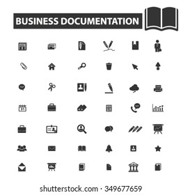 iconos de documentación de negocios, conjuntos de conceptos de vector de signos para infografías, móviles, sitios web, aplicaciones
