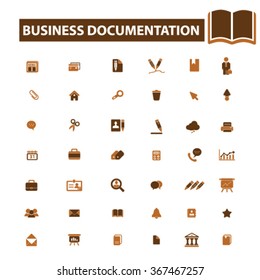 documentación de negocios, oficina, sitio web, biblioteca, conocimiento, libro abierto, presentación, internet, gráfico, recurso, carpeta, gestión, contrato, lugar de trabajo, íconos de suministros, signos de concepto de vector
