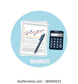 Business documents concept. Poster concept with icons of business documents via management and organization ideas symbol and workplace elements in flat design