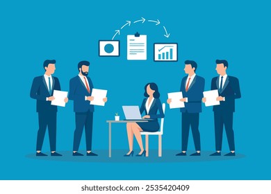 
Business Documents Digital Transformation isolated flat vector illustration