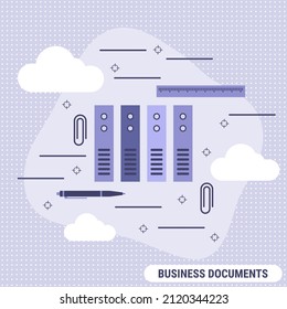 Documentos de negocios, información financiera, diseño plano, ilustración de concepto vectorial