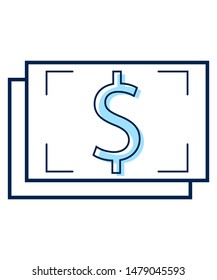 Business documents icon with dollar sign and blue color.
