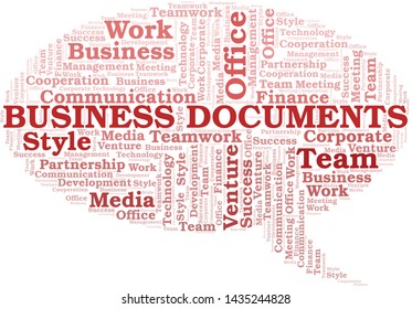 Business Documents word cloud. Collage made with text only.