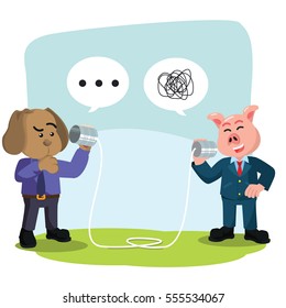 business dog dont understand his friend talk