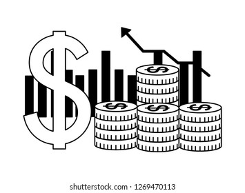 business dollar coins money chart bar