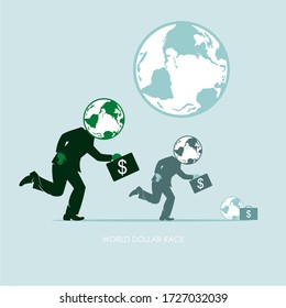 BUSINESS, DOLLAR, WORLD, race, vector illustrations
