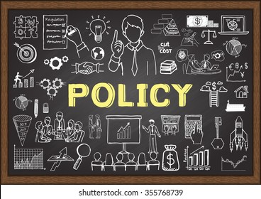 Business doodle about policy on chalkboard - Powered by Shutterstock - Get 15% off with code: PIKWIZARD15