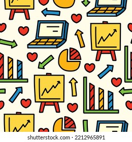 Diseño de patrones de ilustraciones de dibujos animados para el doodle de negocios