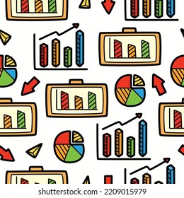 Business doodle cartoon seamless pattern design