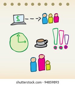 business doodle collection set illustration doodle with color