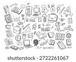 Business doodle elements. Vector illustration in line
