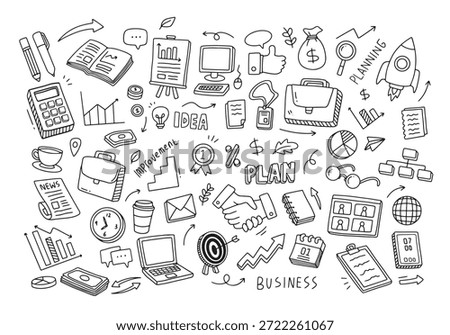 Business doodle elements. Vector illustration in line