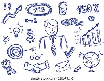 business doodle hand drawn set