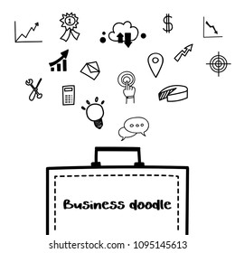 Business doodle icon design element template on white background.